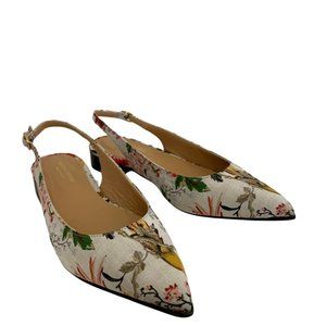 Andrea Carrano Floral Print Sling-back Flats NWB